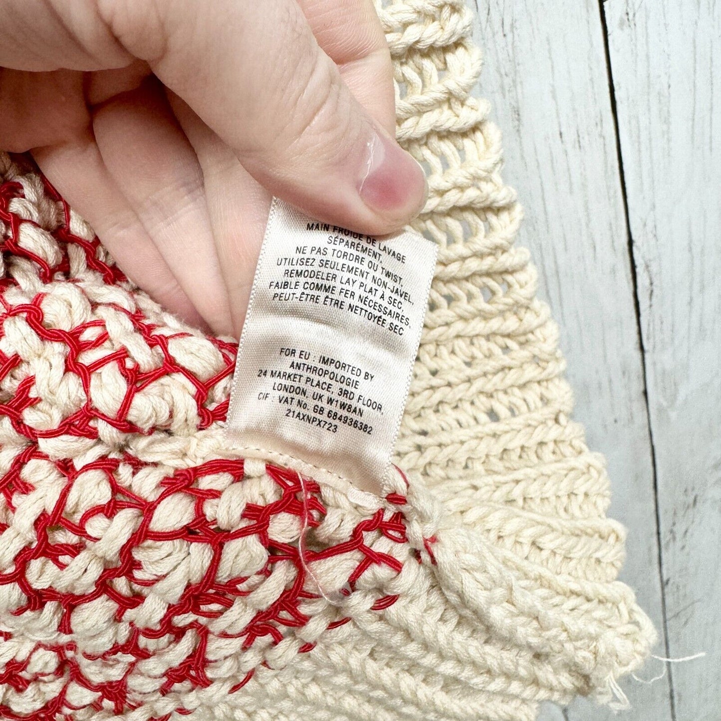 ANTHROPOLOGIE Sweater Women S Fiets Voor Knit Red Hidden Glow Knit 3/4 Sleeve