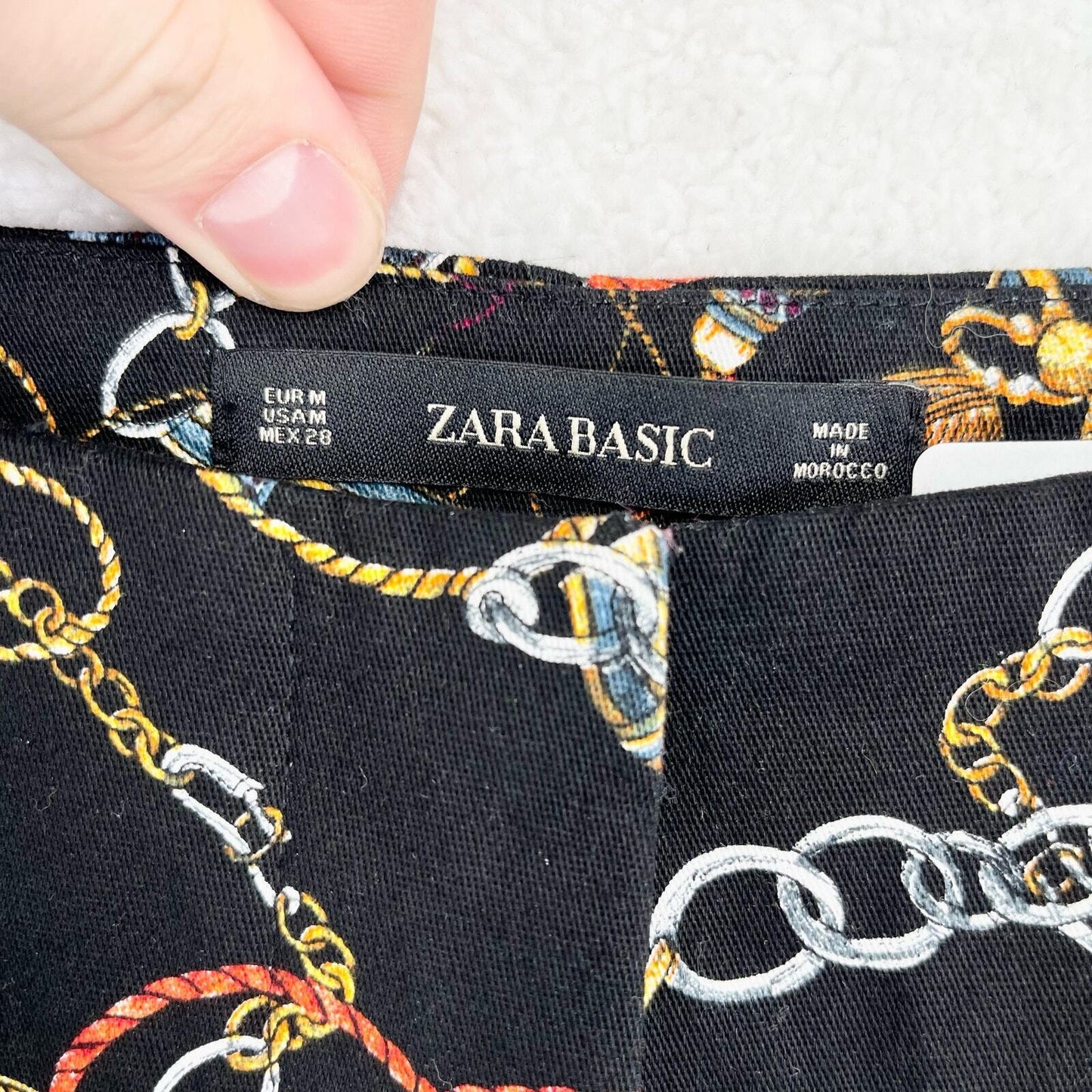 ZARA Shorts Women Size Medium High Waisted Nautical Tailored Beach Front Pocket