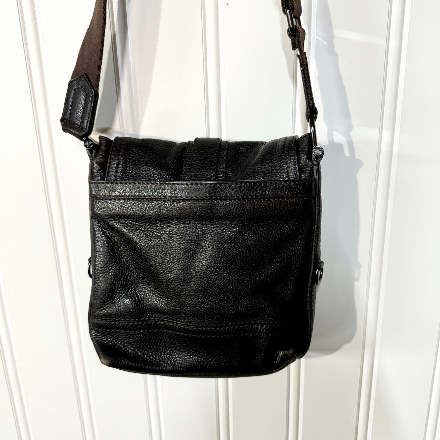 VINTAGE BURBERRY DARK BROWN LEATHER NOVA CHECK BOHO SHOULDER BAG PURSE,W/COVER