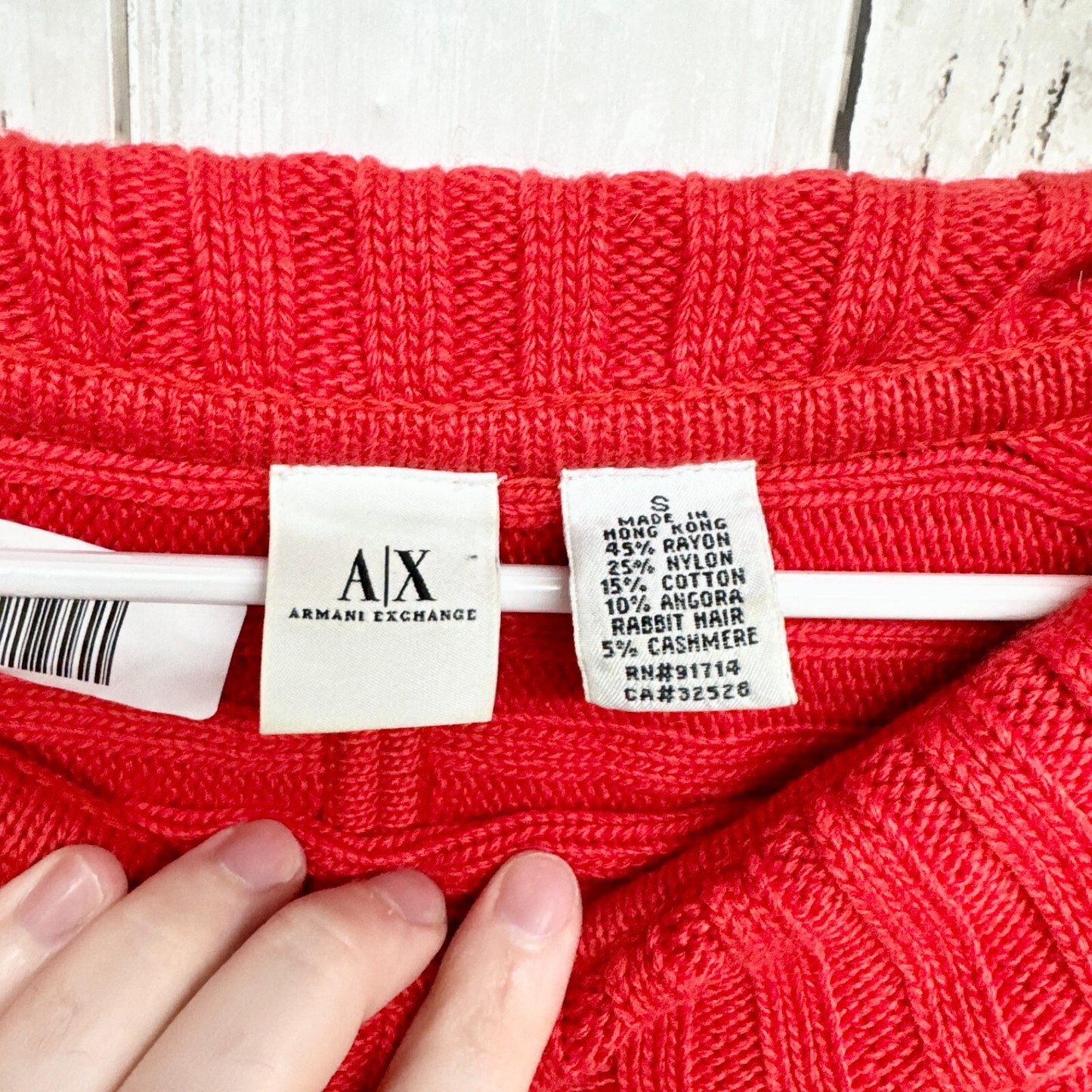 Armani Exchange Sweater Women Size Small Cowl Neck Red Chunky Knit Flared Cuff