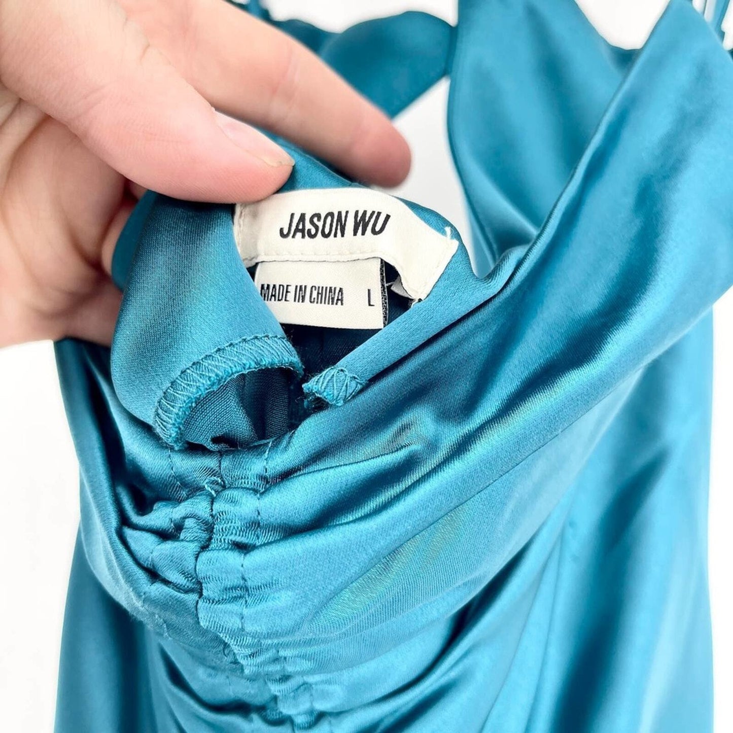Jason Wu Teal Crisscross Strappy Tie Shoulder Slip Maxi Dress Size Large