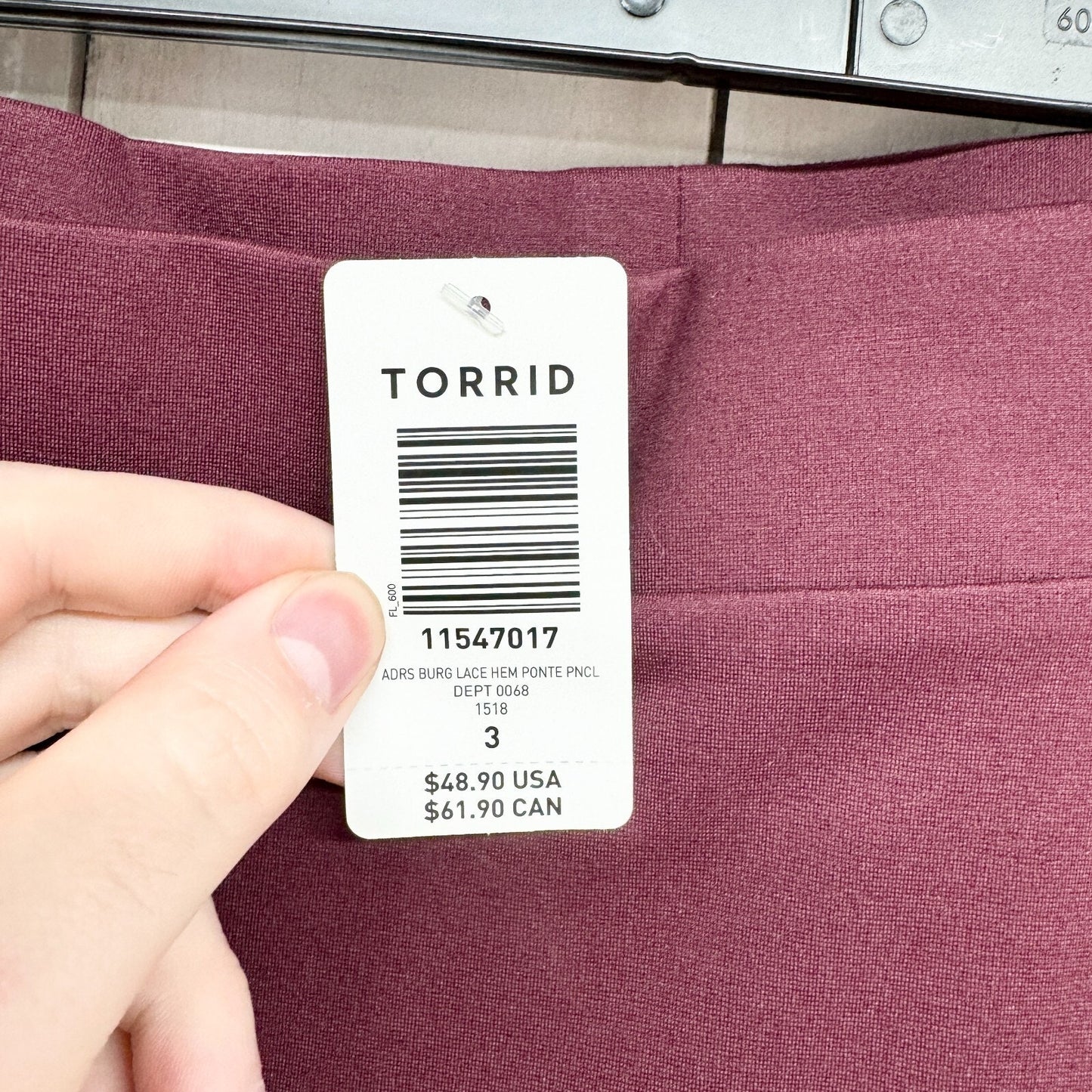 Torrid Skirt Women Size 3 Maroon Pull On Midi Lace Trim Night Out Business NWT