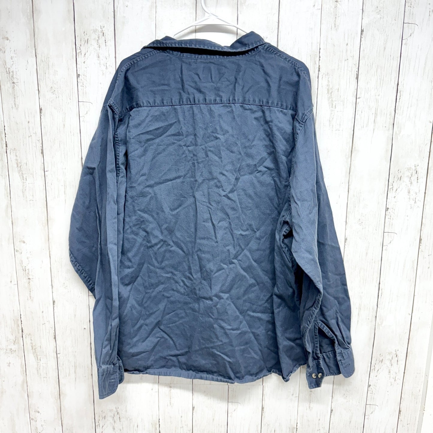 Wrangler Shirt Men 2X Dusty Blue Collared Long Sleeve Button Down Western Denim