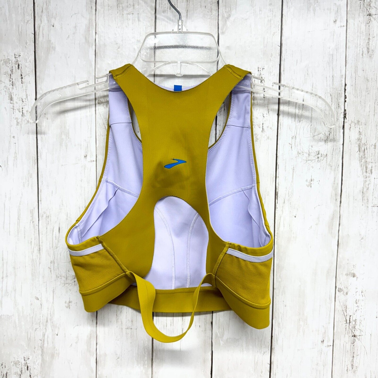 BROOKS Drive 3 Pocket Run Sports Bra 40 A/B Golden Hour/Violet Dash Running