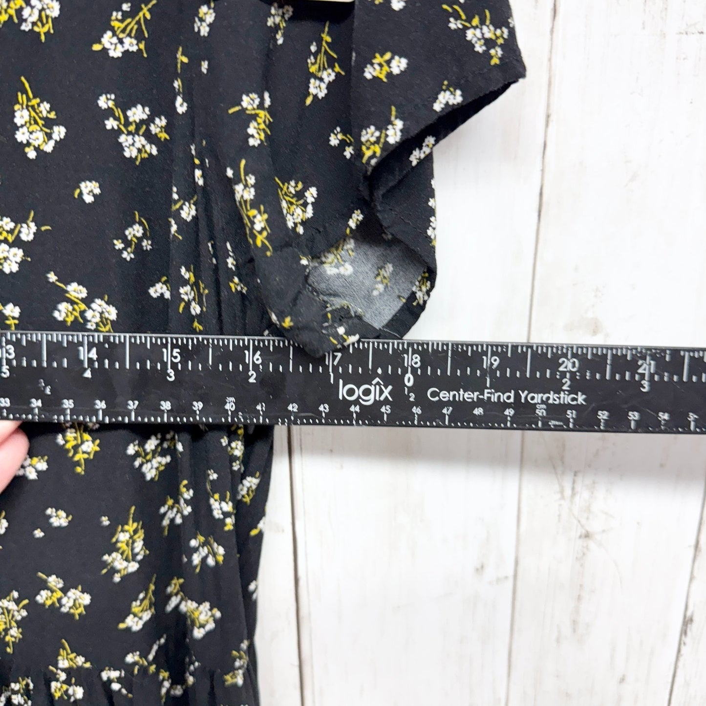 Old Navy Dress Women Size Medium Black Dainty Floral Short Sleeve T-Shirt Mini