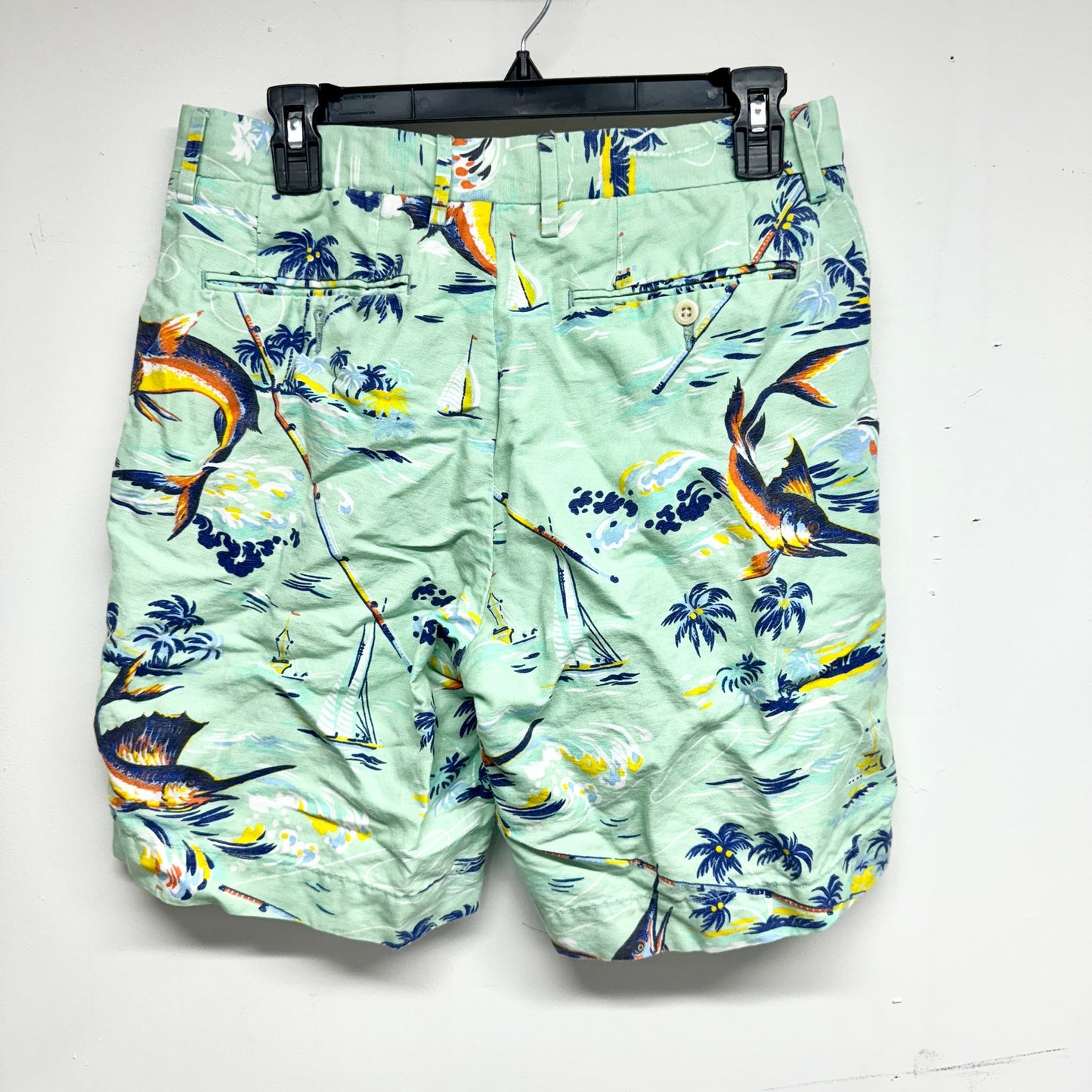 POLO RALPH LAUREN Marlin Fishing Linen Shorts Men's 30 Tropical All Over Print