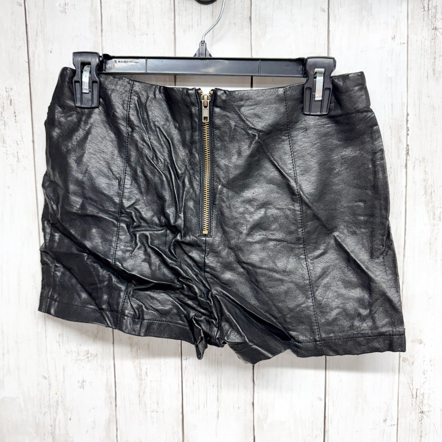 Sparkle & Fade Shorts Women 4 Black Leather Zip Back Outseam Detail Chic Goth