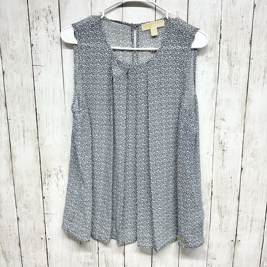 MICHAEL Michael Kors Tank Top Women Size L Blue Floral Flowy Blouse Round Neck