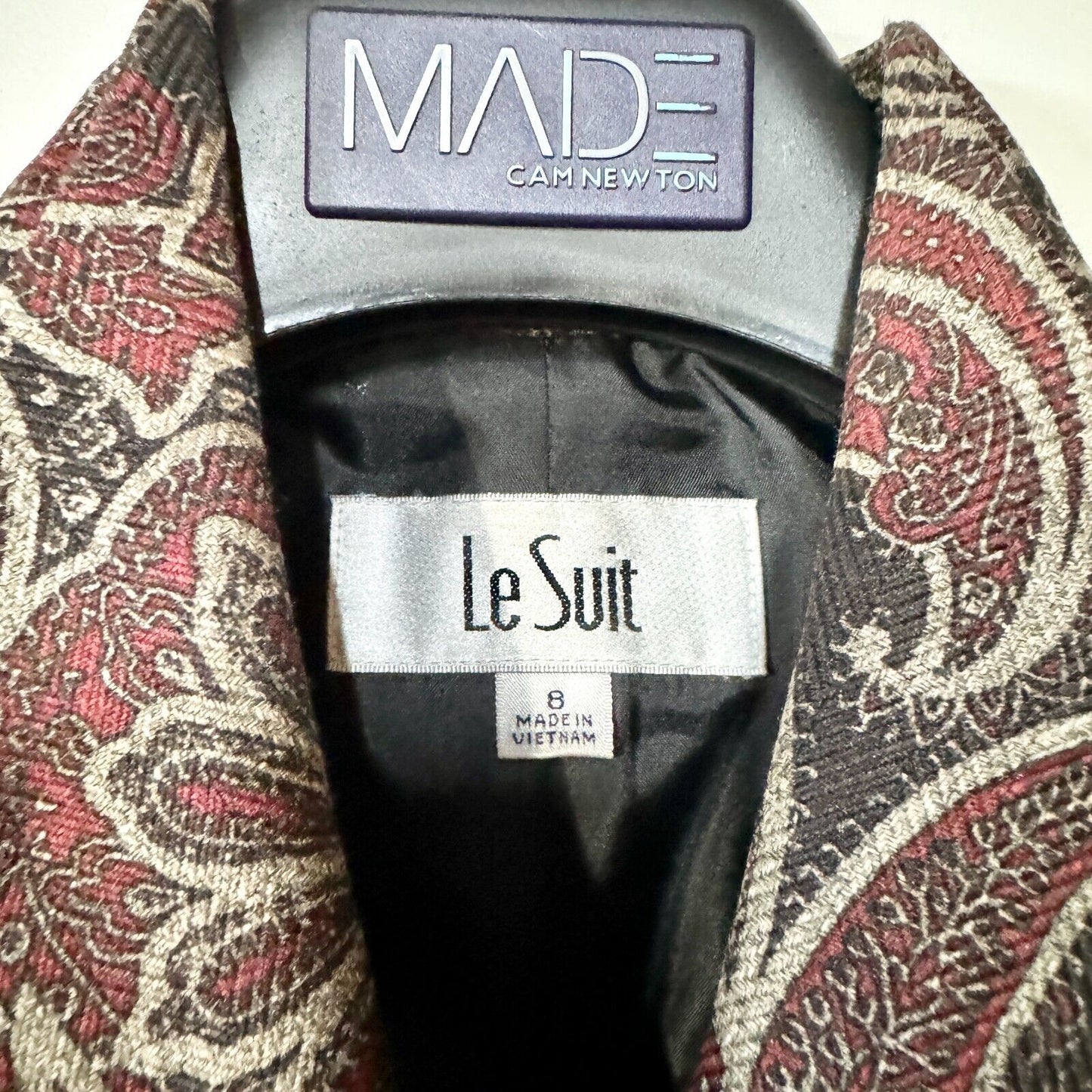 VTG LESUIT Blazer Women Size 8 Paisley Brown Button Collared Rustic