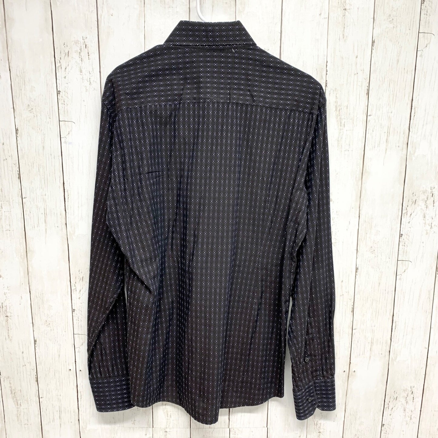 Zara Shirt Mens Chest 20.5" Long Sleeve Collared Button Down Blk Geometric Print