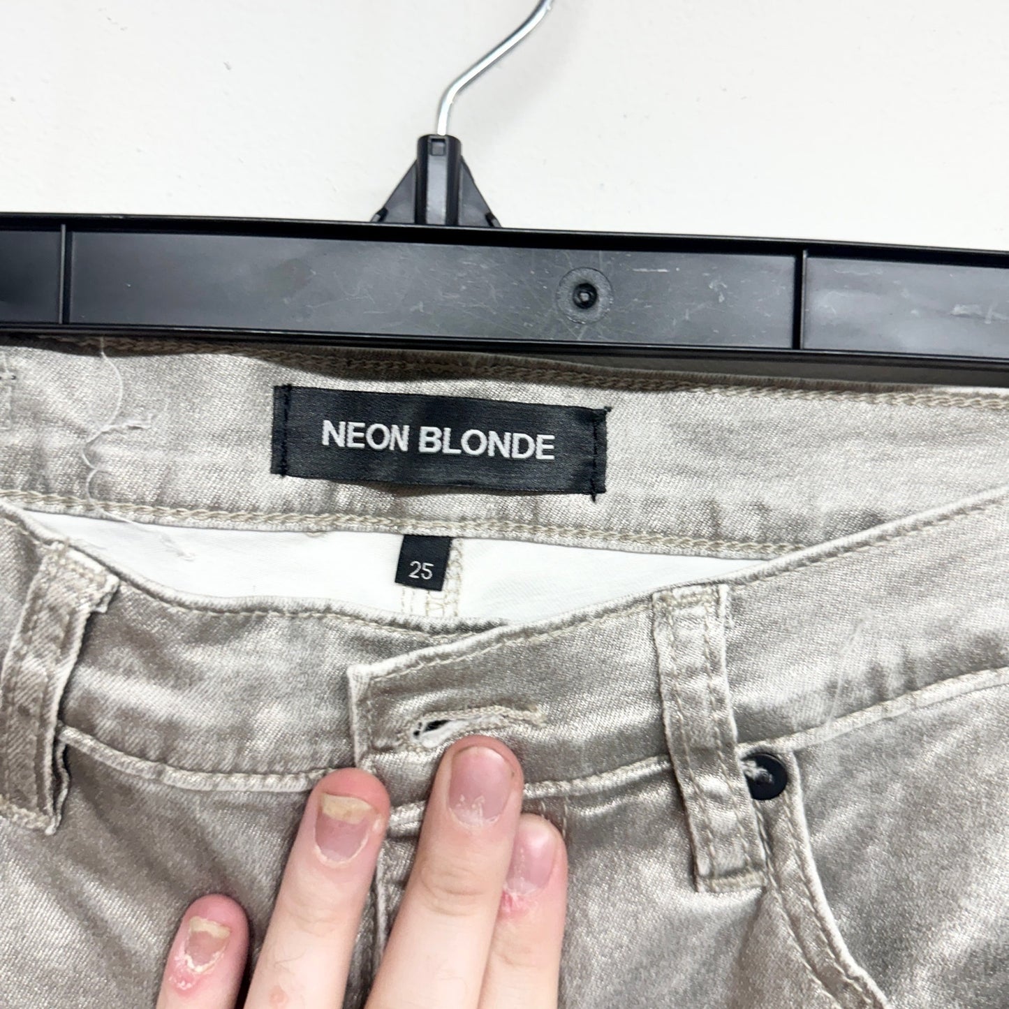 NEON BLONDE Women Chic Silver Slim Straight Stretch Bombshell High Rise Jeans 25