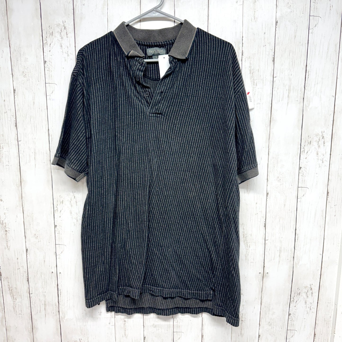 Van Heusen Sweater Men Size Large Collared Black Short Sleeve Cotton Polo Shirt