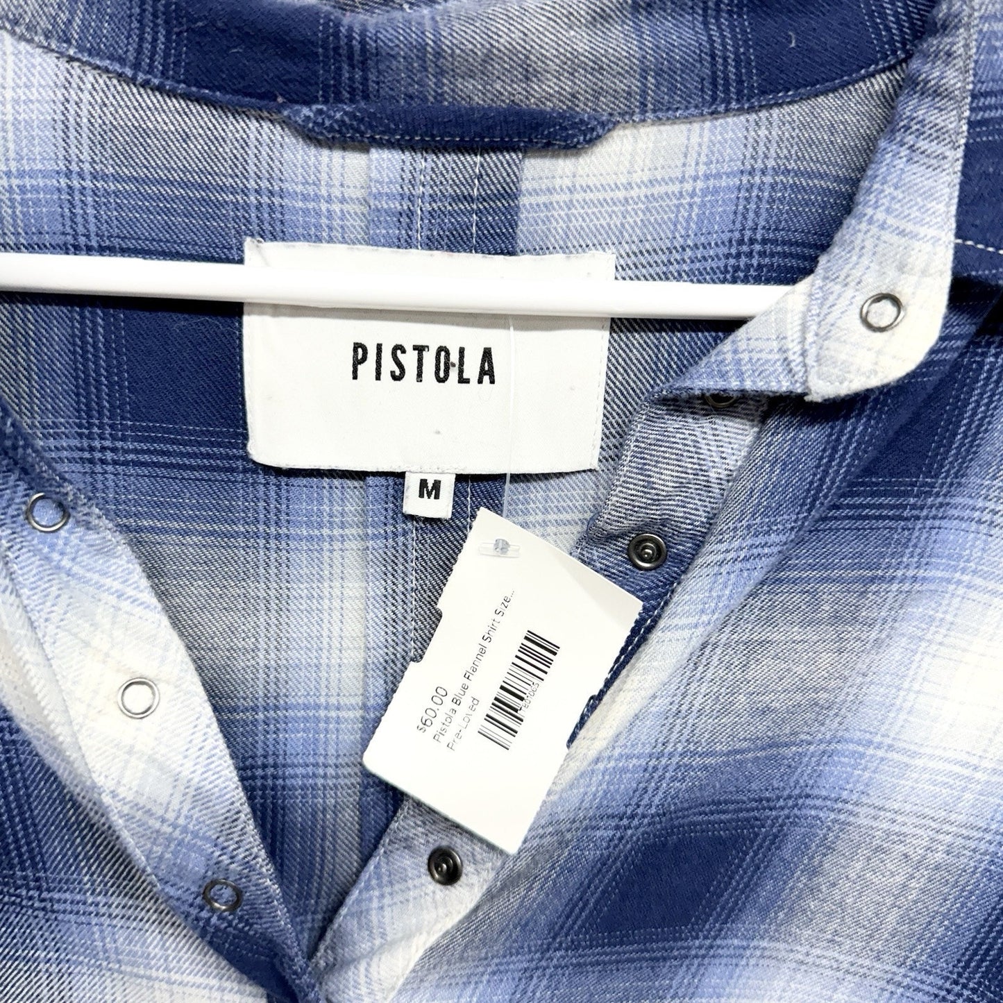 Pistola Sienna Button Up M Nirvana Plaid Flannel Snap Front Shirt Blue White