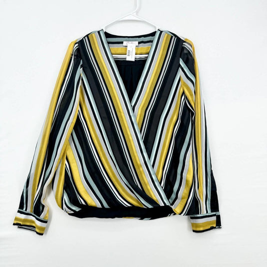 PARKER Blouse Women Size XS Deep V Neck Lola Long Sleeve Draped Wrap Black
