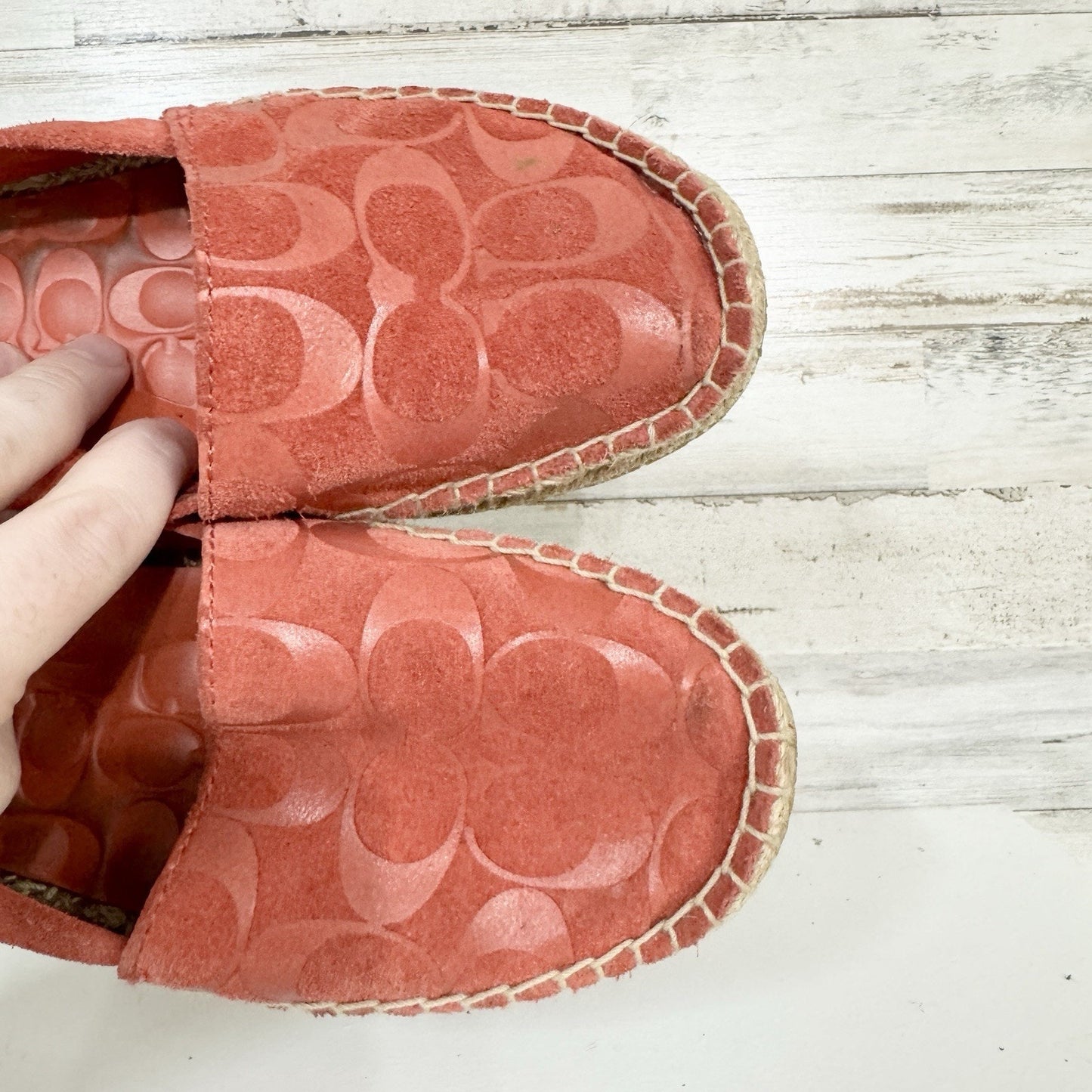 Coach Shoes Women Size 7.5M Burnt Orange June Logo Print Espadrilles Slip On