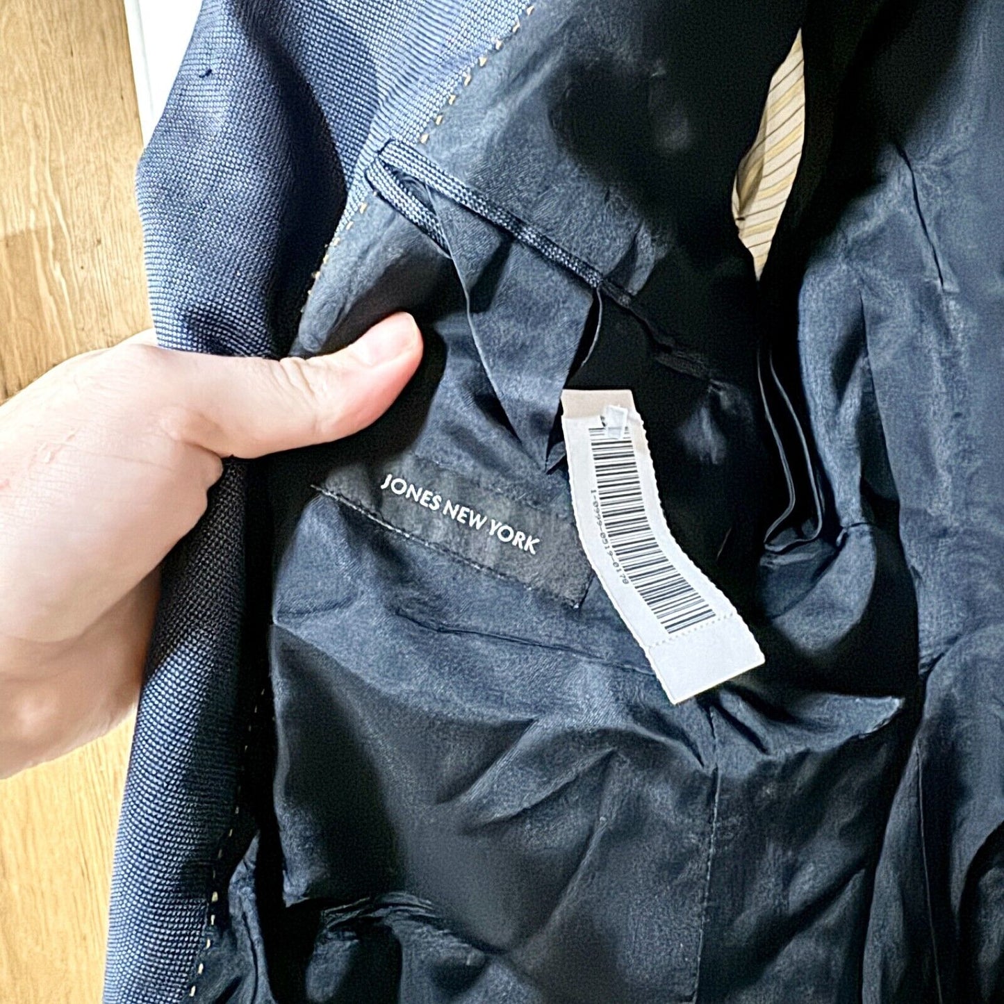 Jones New York Suit Jacket Navy Blue Triple Button Inner Pocket Size 40R