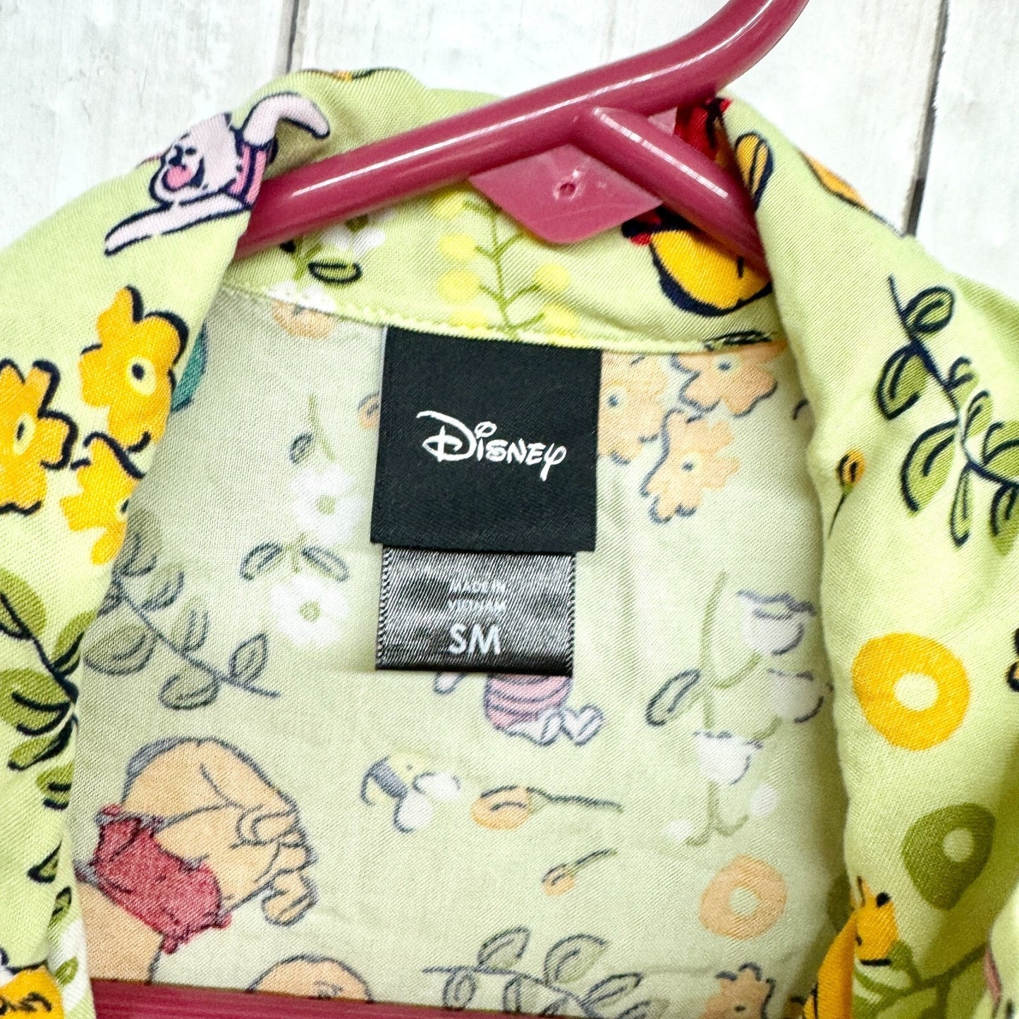 Disney Winnie SM The Pooh Cottagecore Floral Tie-Front Girls Woven Button-Up