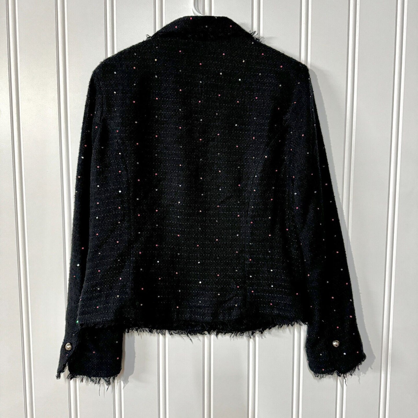 Vtg Silkland Blazer Knit Lined Speckled 70% Silk Navy Blue Button Size XL