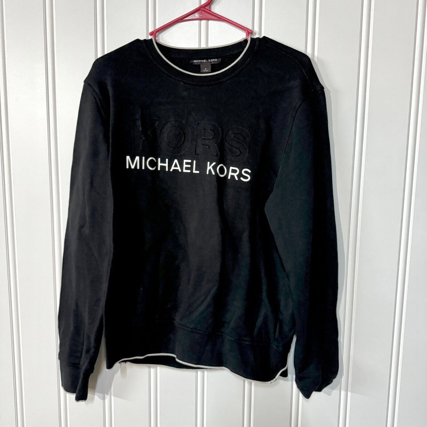 MICHAEL KORS Sweater Mens Size M Crewneck Logo Cotton Long Sleeve
