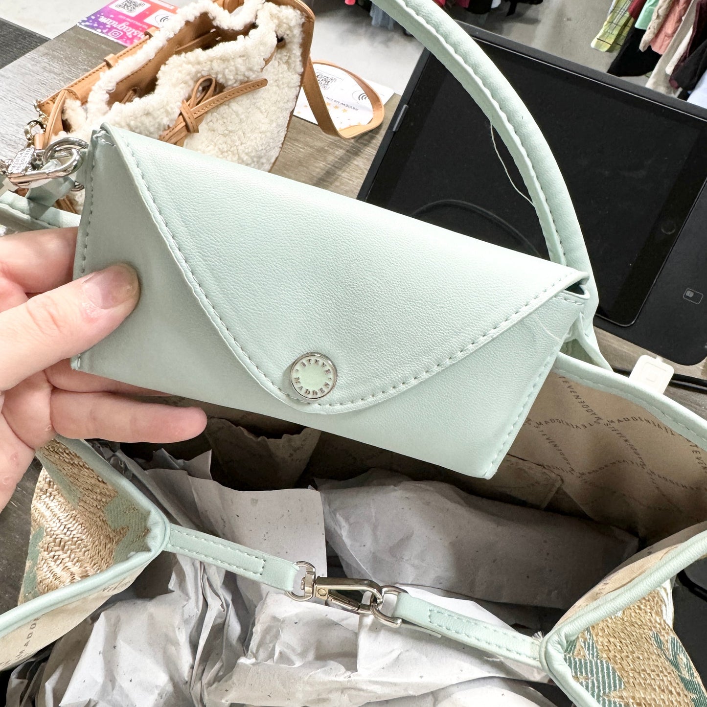 Steve Madden Women Teal Summer Oversized Large Tote Bag