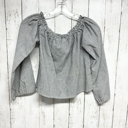 BRANDY MELVILLE Blouse Women OS Flared Wide Sleeve Cropped Off Shoulder Grey