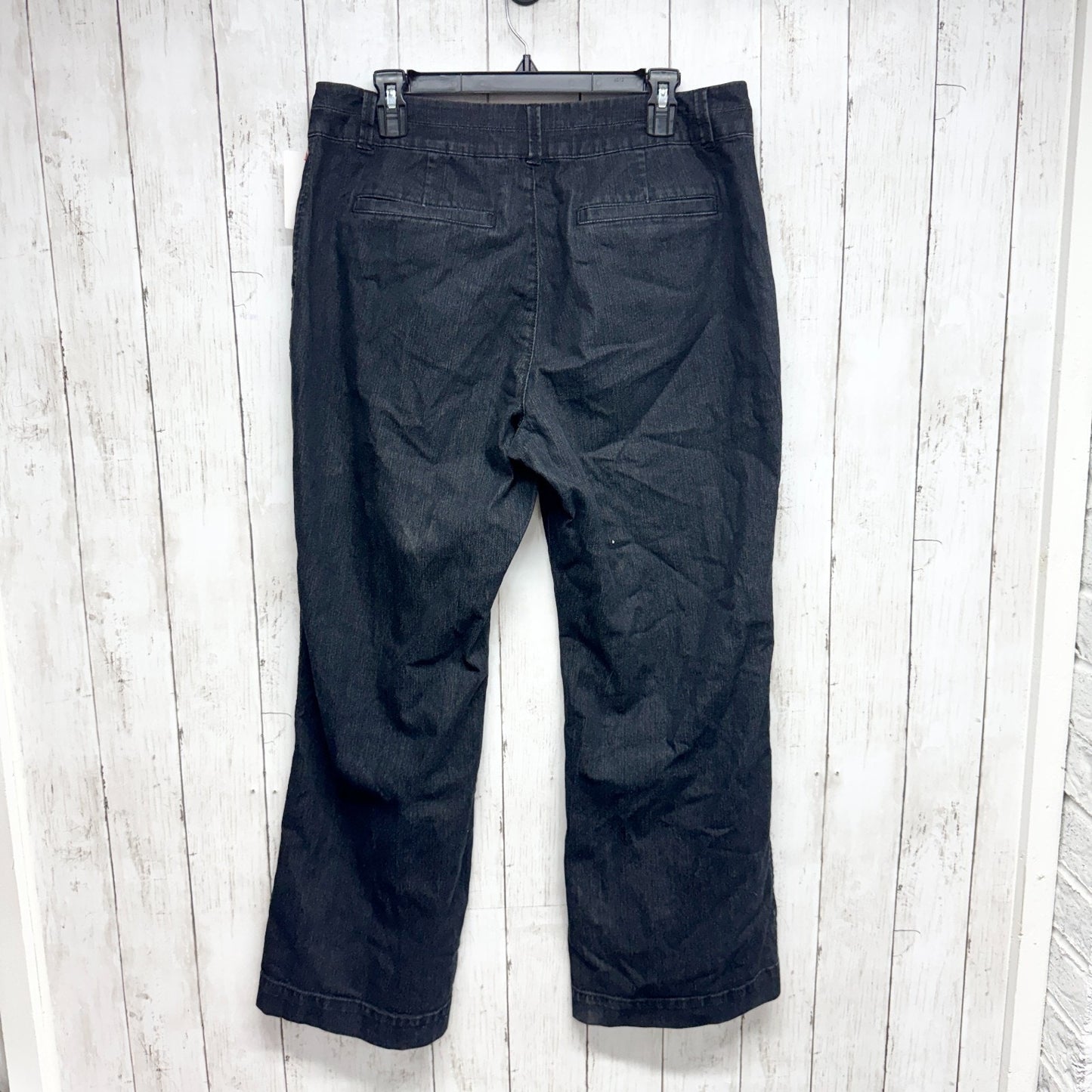 Coldwater Creek Pants Women P14 Dark Black Wash Denim Wide Flared Leg Jeans