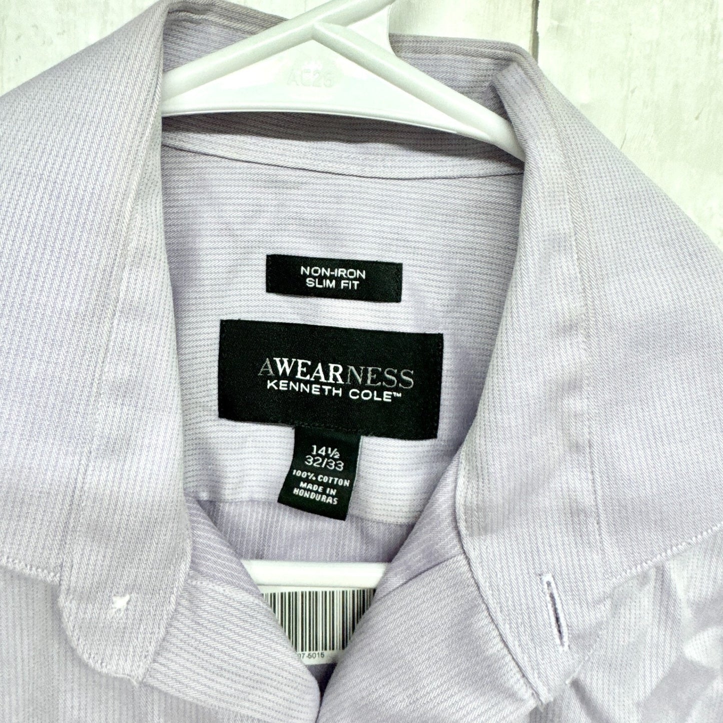 Kenneth Cole AWearNess Shirt Men Size 14 1/2 32/33 Long Sleeve Collared Slim Fit