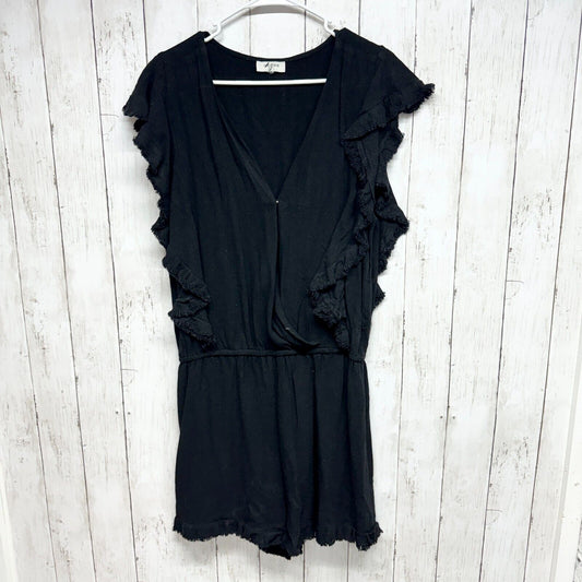 UMGEE Romper Women Size L Casual Black Cotton Ruffled Beach Covered Lighweight