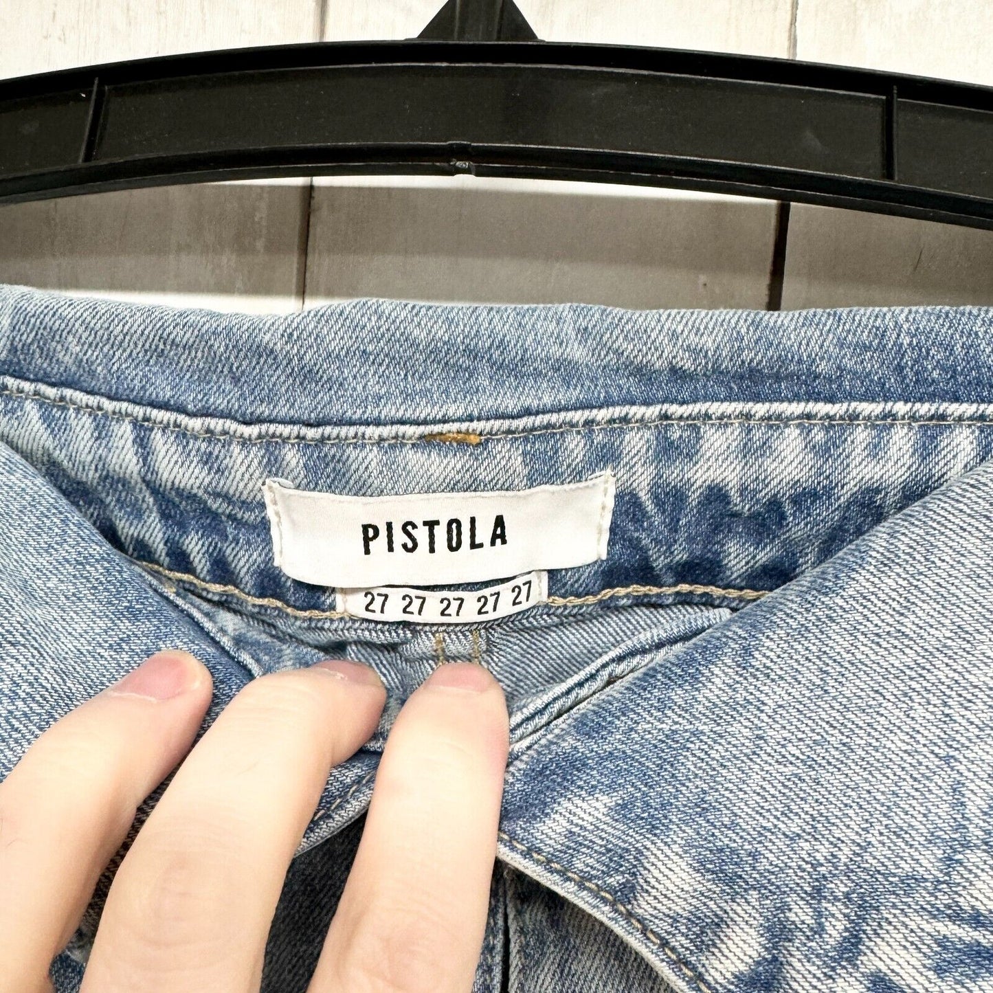 PISTOLA Jeans Women Size 27 Distressed Wide Leg Cotton High Waisted Rolled Hem