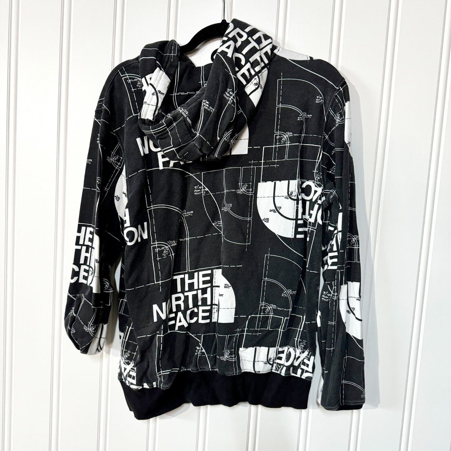 The North Face All Over Print Long Sleeve Crewneck Black Hoodie Size Small