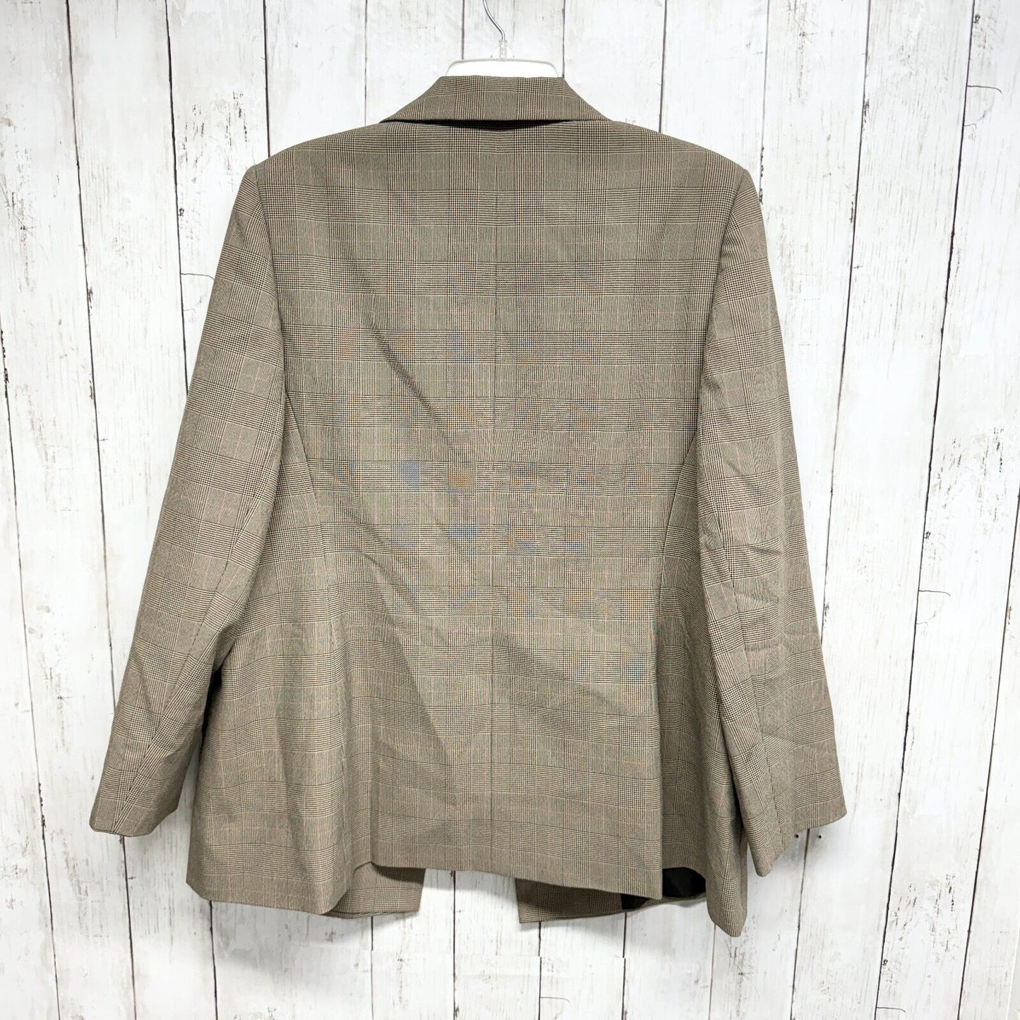 Dress Barn Jacket Women Size 16 Plaid Double Breasted Deep Light Brown Business