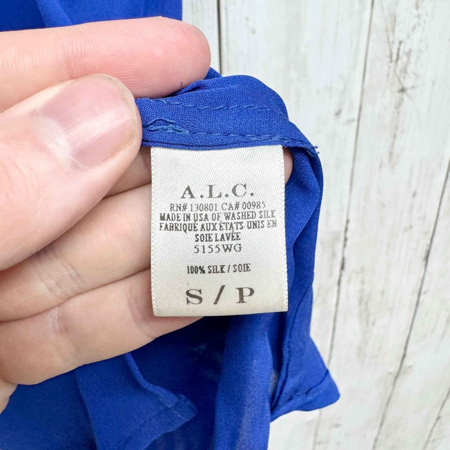 A.L.C. Shirt Women Size Small Blue Silk Sleeveless Tank Blouse Black Trim Detail