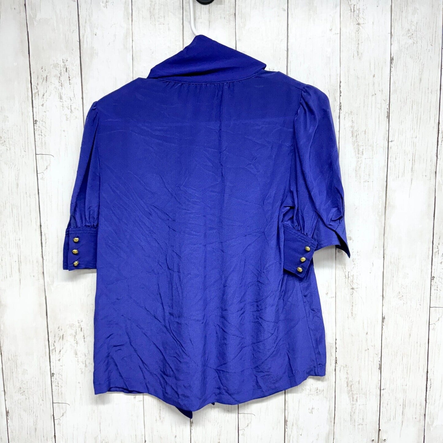 Banana Republic Shirt Women XS Royal Blue 100 Silk Button Up Long Sleeve Classic
