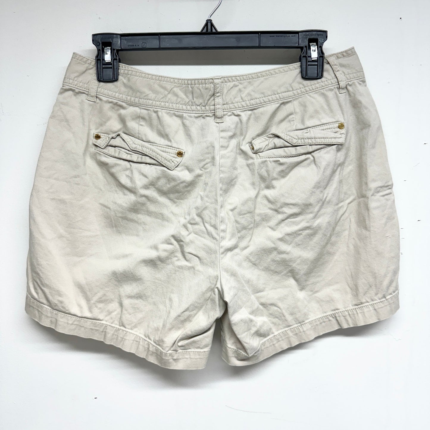 MICHAEL KORS Women Twill Shorts Women's Light Grey Khaki 100% Cotton High Rise 8