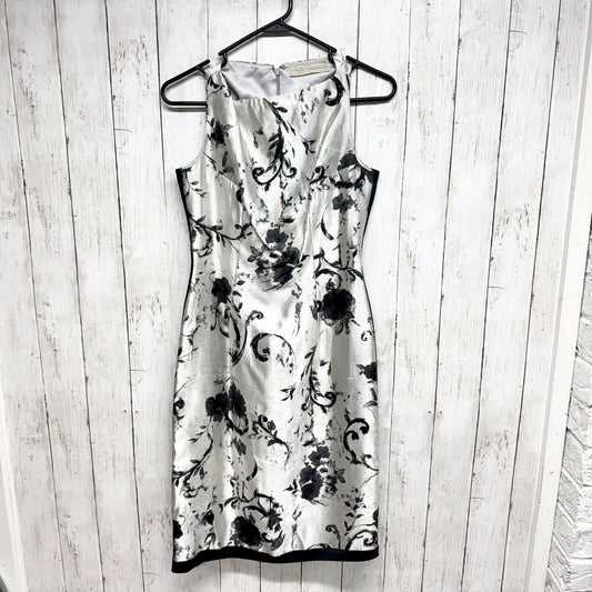 Vintage Peggy Jennings Dress Women Size Black White Floral Print Sleeveless Mini