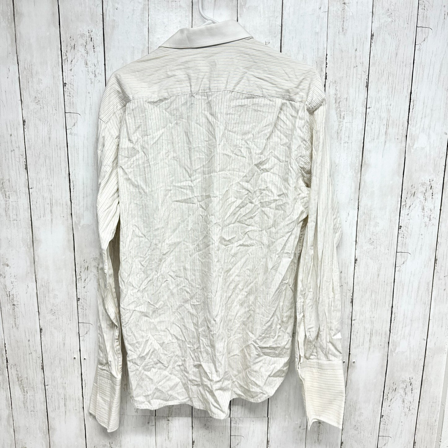 Brighton Shirt Men Size XL Off White Button Down Collared VTG Stripe Long Sleeve