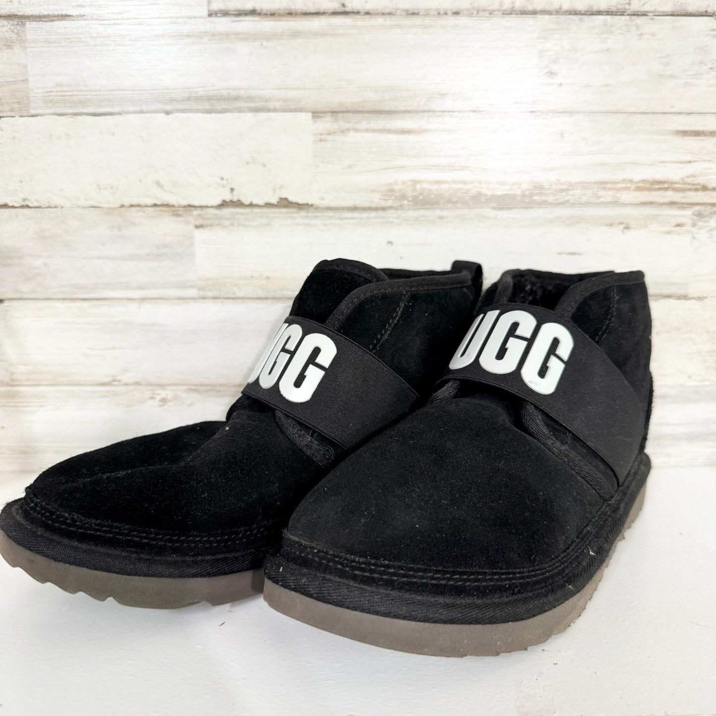 UGG Boots Women Size 6 Neumel II Black Graphic Slip On Short Boot Casual