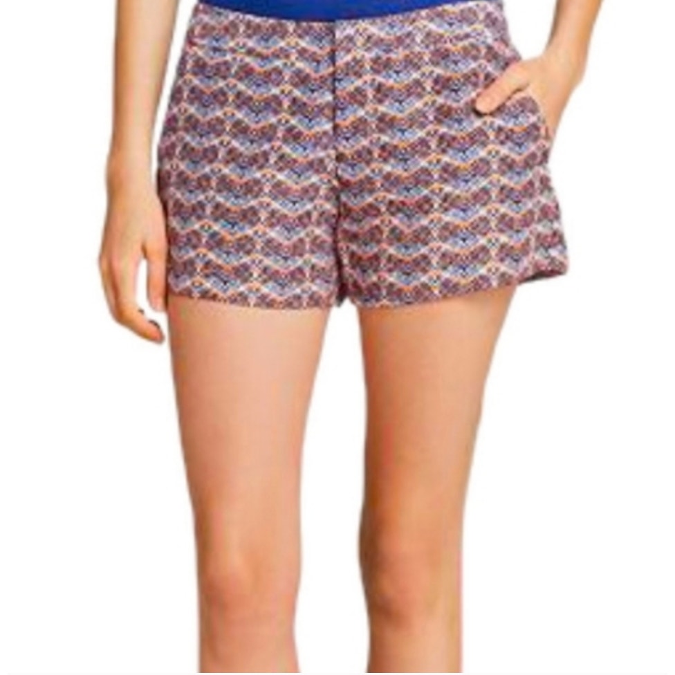 JOIE Women Orange & Blue Merci Printed Linen & Silk Blend Mini Shorts Size 4