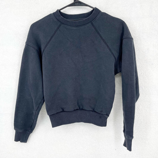Everlane Women's Crewneck Classic Long Sleeve Cotton Sweatshirt Black XXS