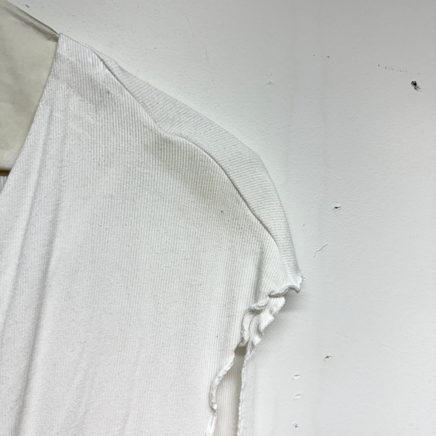 Saturday Sunday Anthropologie Womens Clarissa Ribbed Surplice Front White Top S