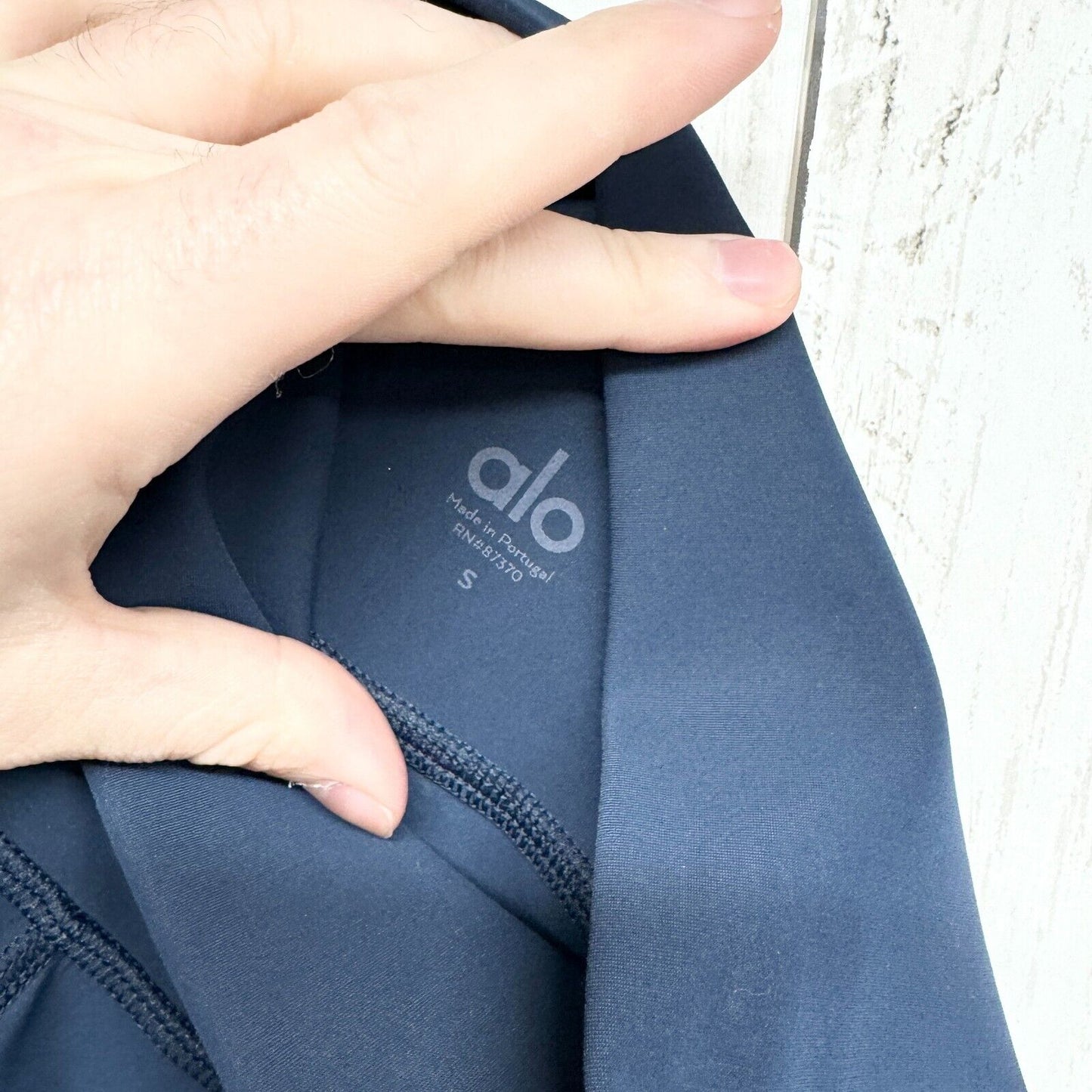 ALO Yoga Legging Small Ripped Warrior Laser Cut High Waist Blue Distressed Ankle