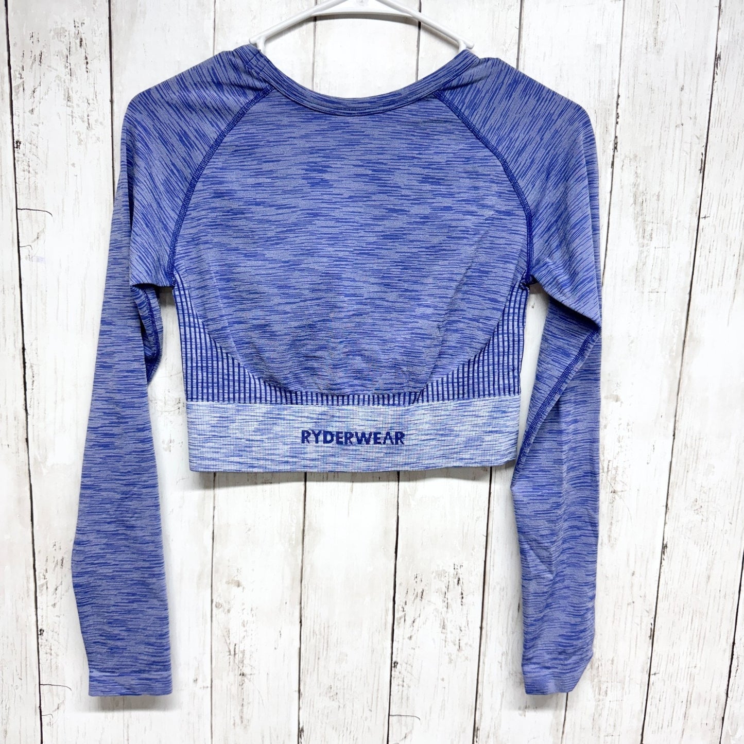 Ryder Wear Top Women Size Small Long Sleeve Seamless Crop Top Blue Compression