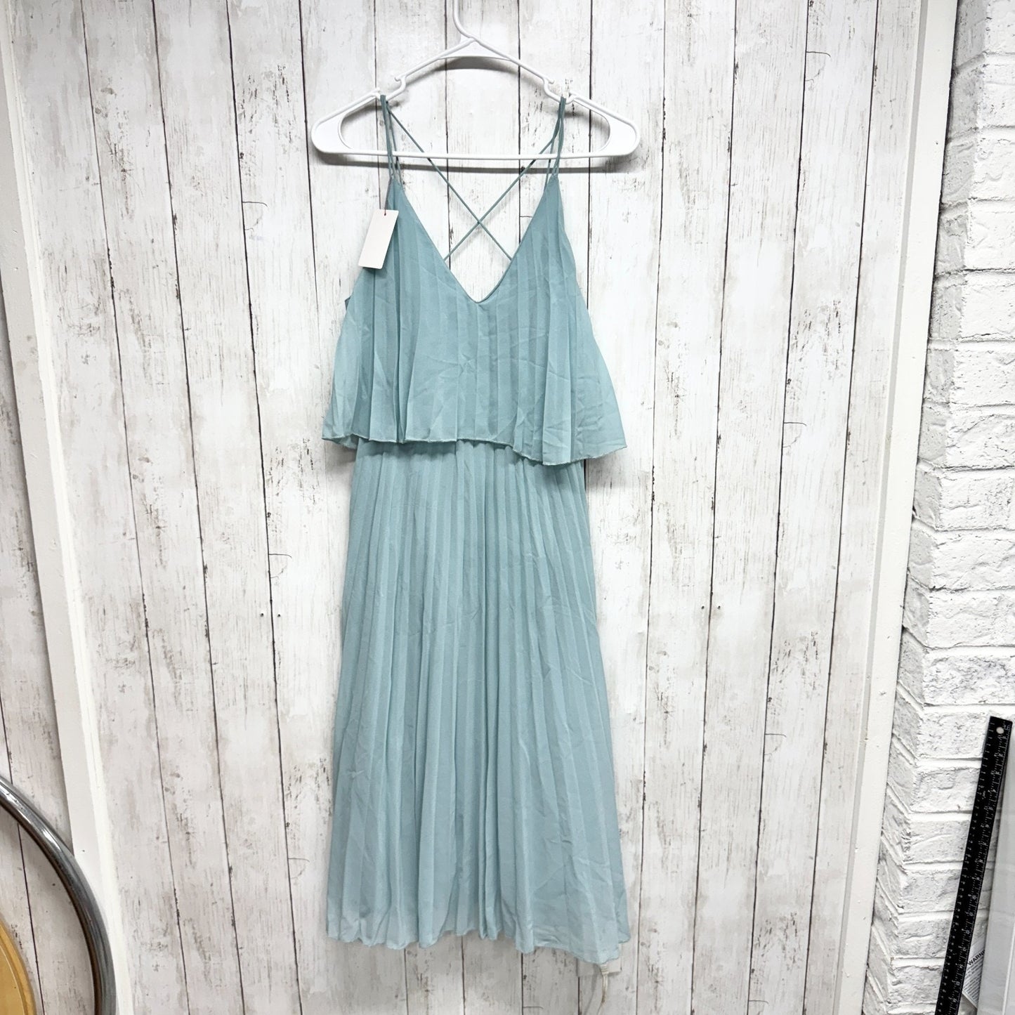 Asos Dress Women Size 4 Pleated Sleeveless Crop Top Midi Crossback Elegant Glam