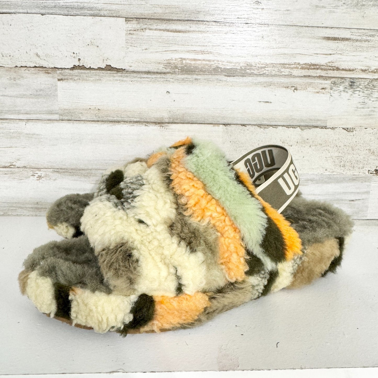 UGG Slippers Women Size 7 Fluff Yeah Slide Cali Collage Slipper Camo Lounge Cozy