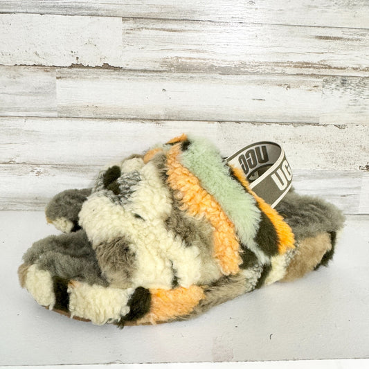UGG Slippers Women Size 7 Fluff Yeah Slide Cali Collage Slipper Camo Lounge Cozy