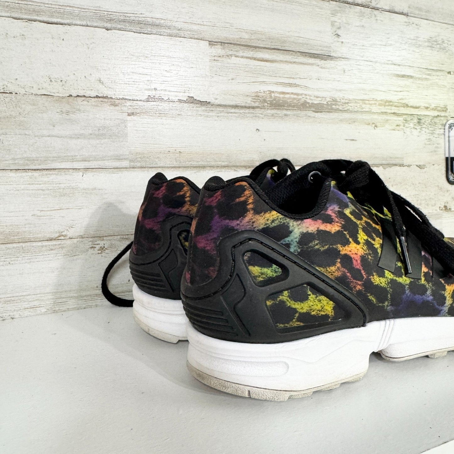 Adidas Shoes Women Size 7 ZX Flux Rainbow Animal Print Running Sneakers Athletic