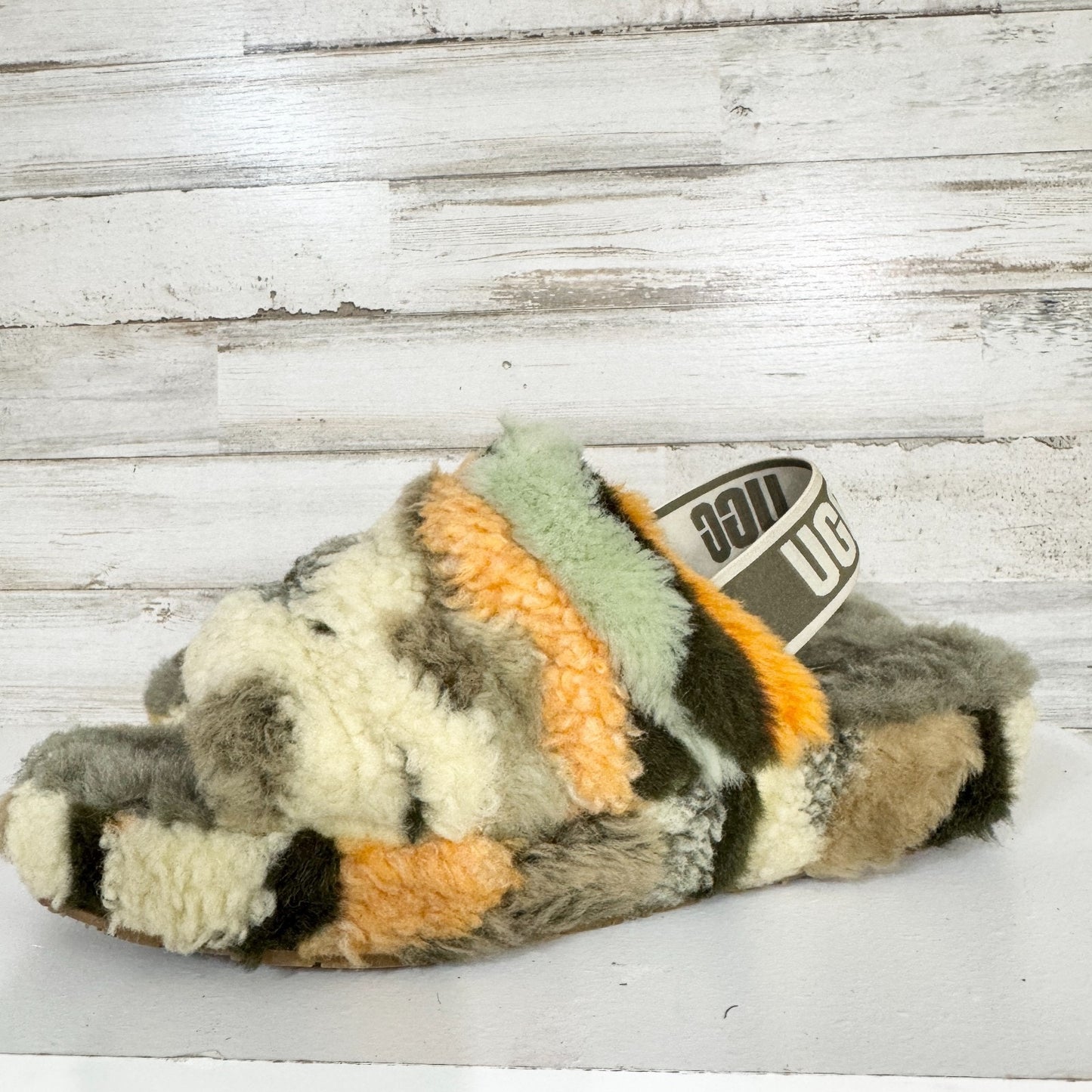 UGG Slippers Women Size 7 Fluff Yeah Slide Cali Collage Slipper Camo Lounge Cozy