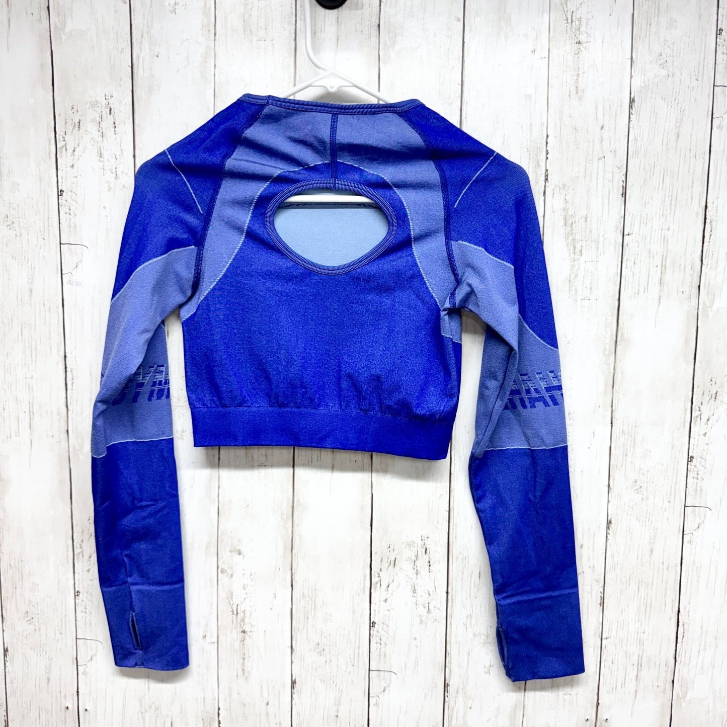 Gymshark Top Women Chest XS Turbo Seamless Crop Top Blue Compression Athletic