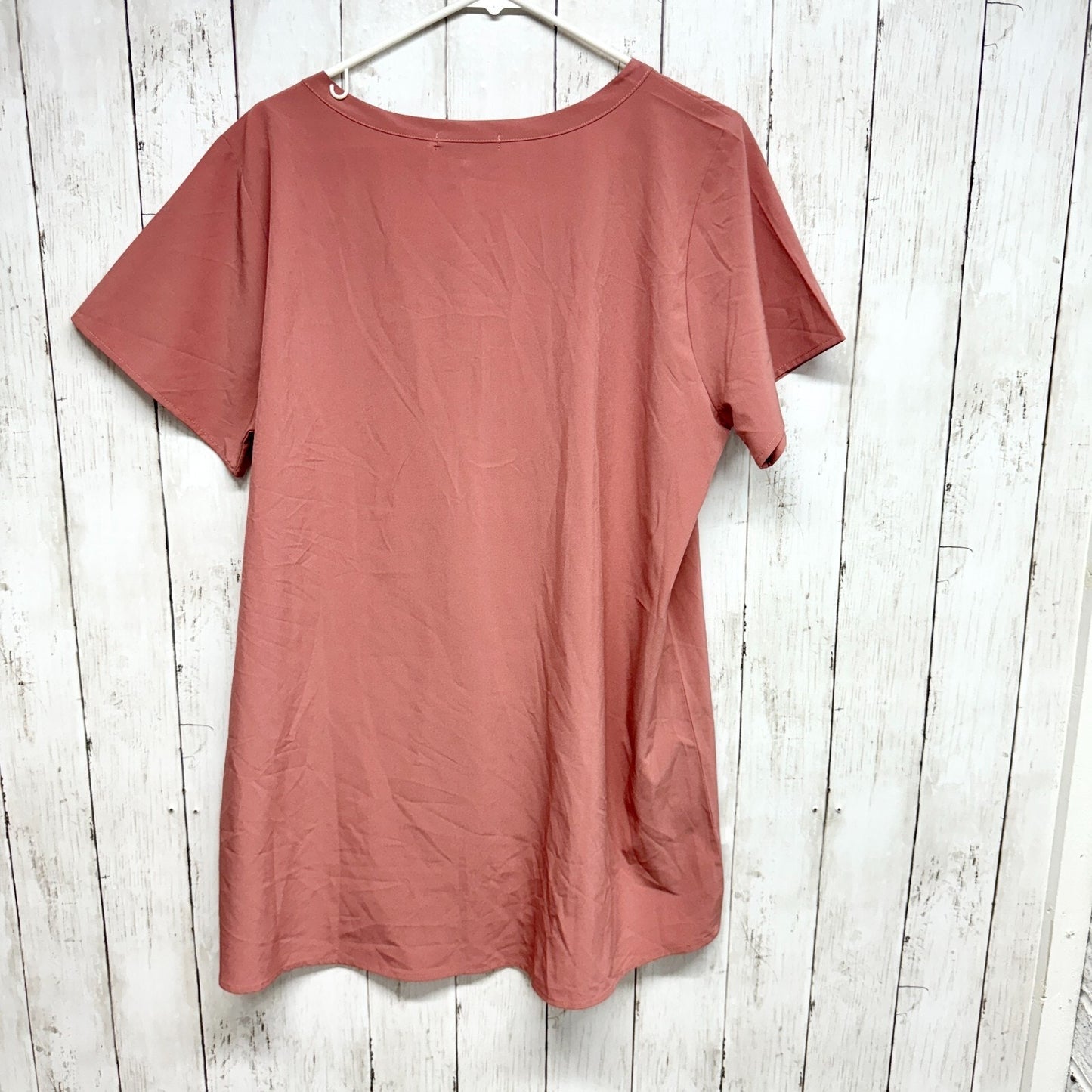 BKE Red Womens Size XL Short Sleeve High Low Mauve Blouse Top Polyester Lace
