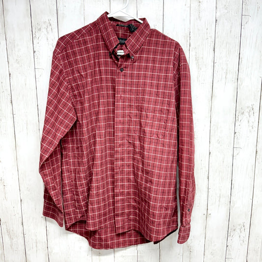 Van Heusen Shirt Men M 15-15.5 Button Down Plaid Long Sleeve Stain Wrinkle Free